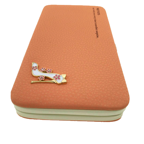 กระเป๋าใส่มือถือ/สตางค์/นามบัตร ขนาด XL (สีส้มวินเทจ ด้านในสีชมพู)