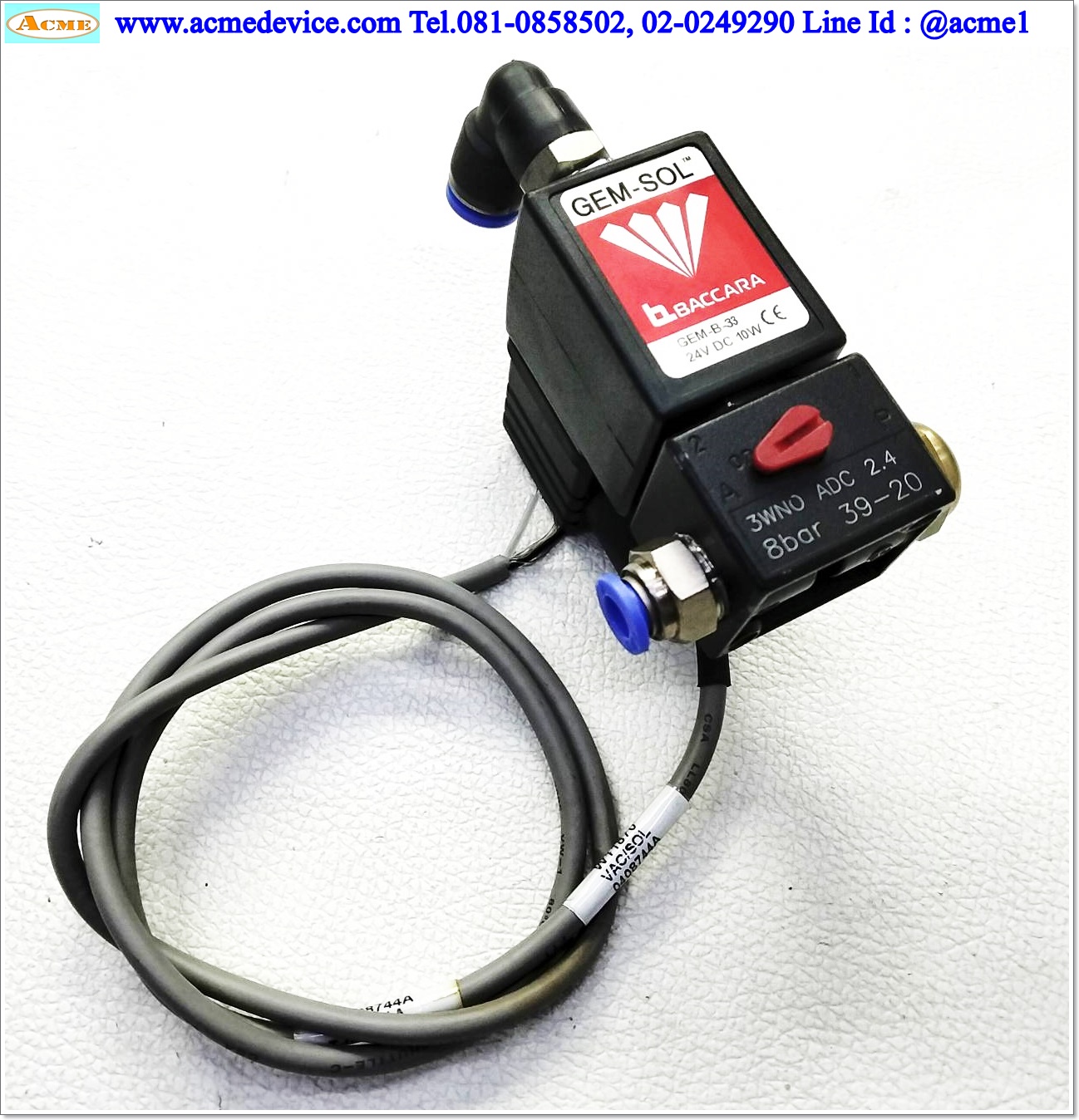 Solenoid Valve Baccara รุ่น 3WNO ADC 2.4, GEM-B-33, 1/4, 24Vdc