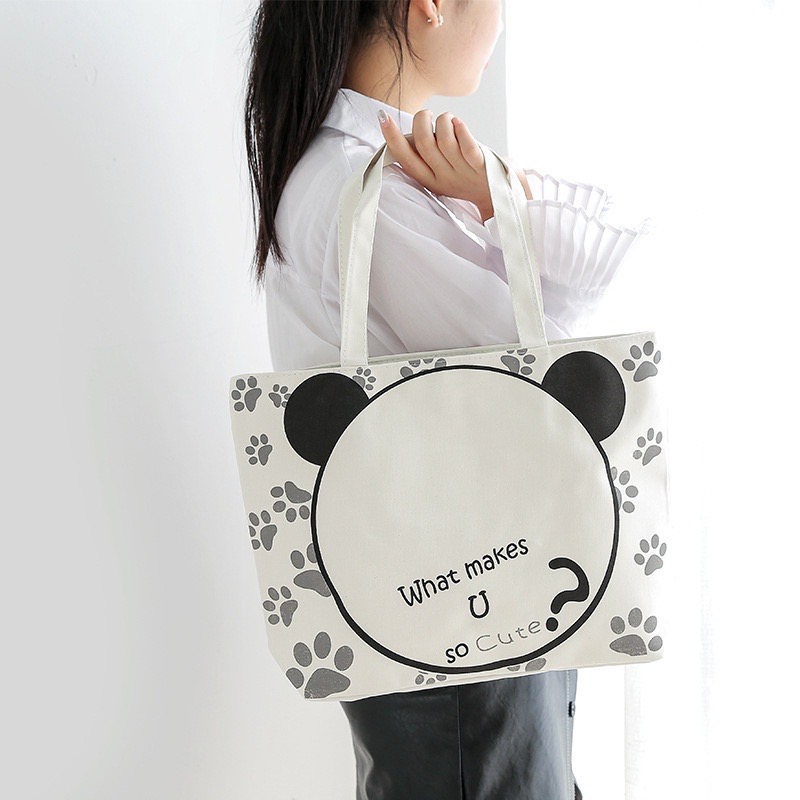 (สินค้าสำหรับเพิ่มยอดให้ถึงขั้นต่ำ) กระเป๋าสะพายไหล่ มีซิป ผ้าแคนวาส ราคา 109