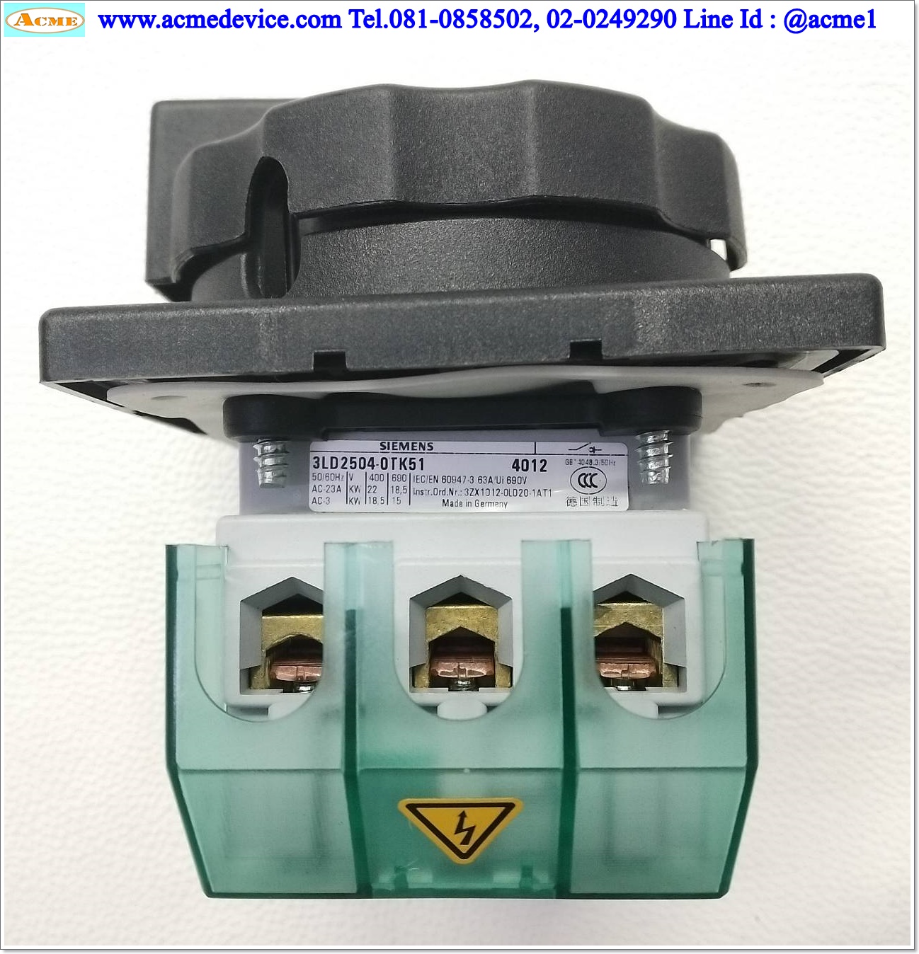 Load Break Switch Siemens รุ่น 3LD2504-0TK51, 4P, 63A, IP65, Box Terminal