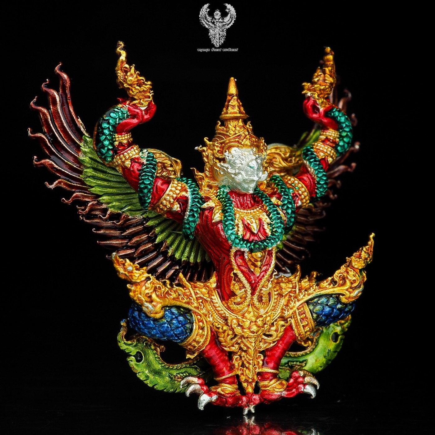 พญาครุฑ รุ่นมหาอำนาจ ร่วมสร้างศาลา 100ปี หลวงพ่อพัฒน์ วัดห้วยด้วน นครสวรรค์ เนื้อสัมฤทธิ์ชุบเงินลงยาราชาวดี