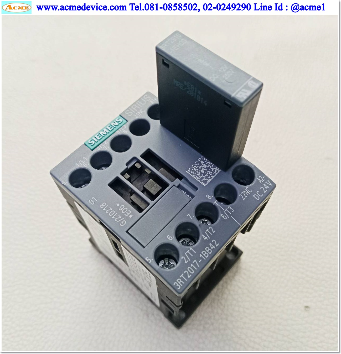 Magnetic Contactor Siemens รุ่น 3RT2017-1BB42 & 3RT2916-1EH00, Current Rating 12A, Coil 24 Vdc