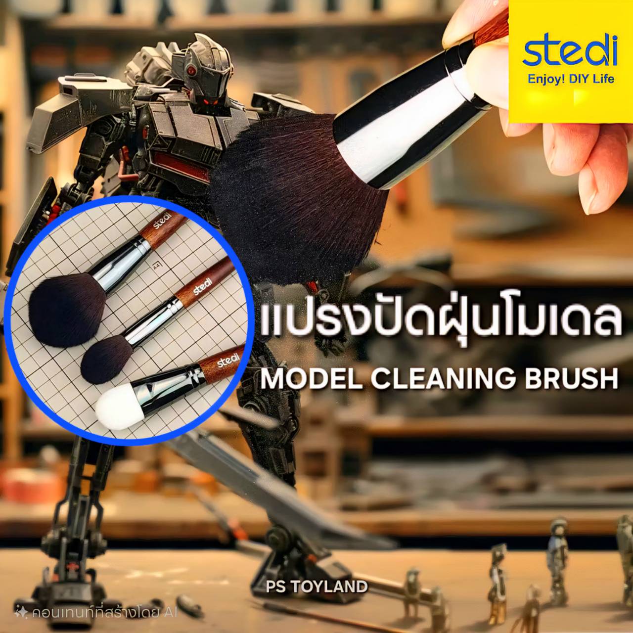 แปรงปัดฝุ่น แปรงทำความสะอาดโมเดล STEDI MS-81 MS-82 MS-83 Model Clean Brush เครื่องมือ อุปกรณ์ต่อโมเดล กันดั้ม กันพลา