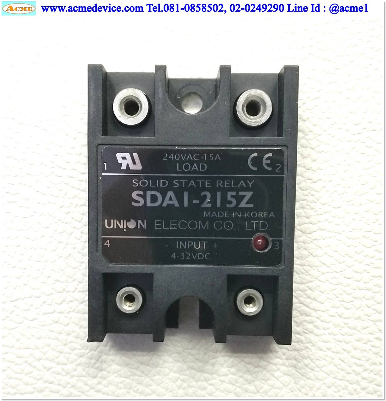 Solid State Union รุ่น SDAI-215Z, Input 4 to 32 Vdc, Output 240 Vac, 15A