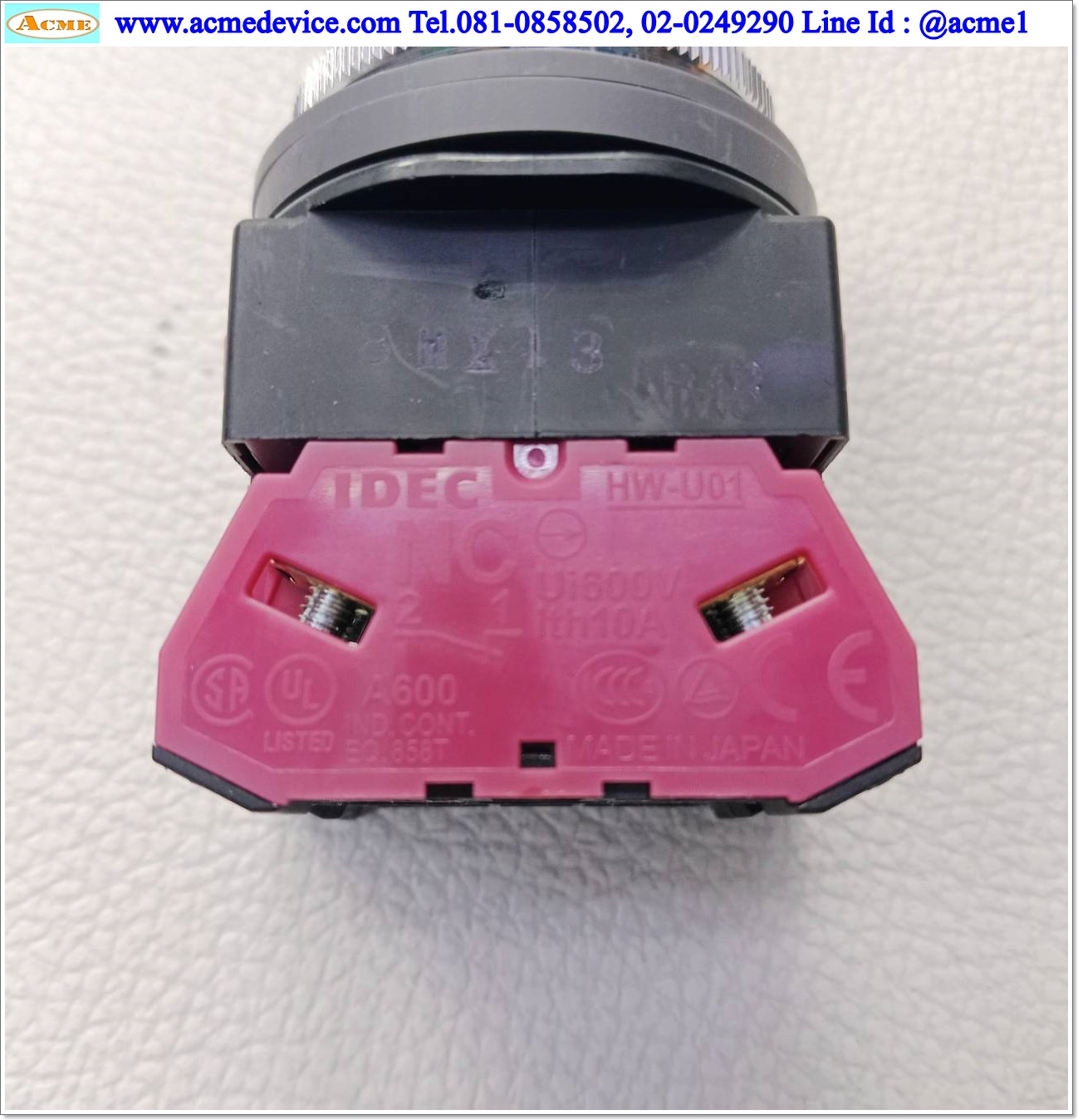 Pushbutton Switch Idec รุ่น ALN22210DNR, 1NC, 24V AC/DC, ขนาด 30 mm