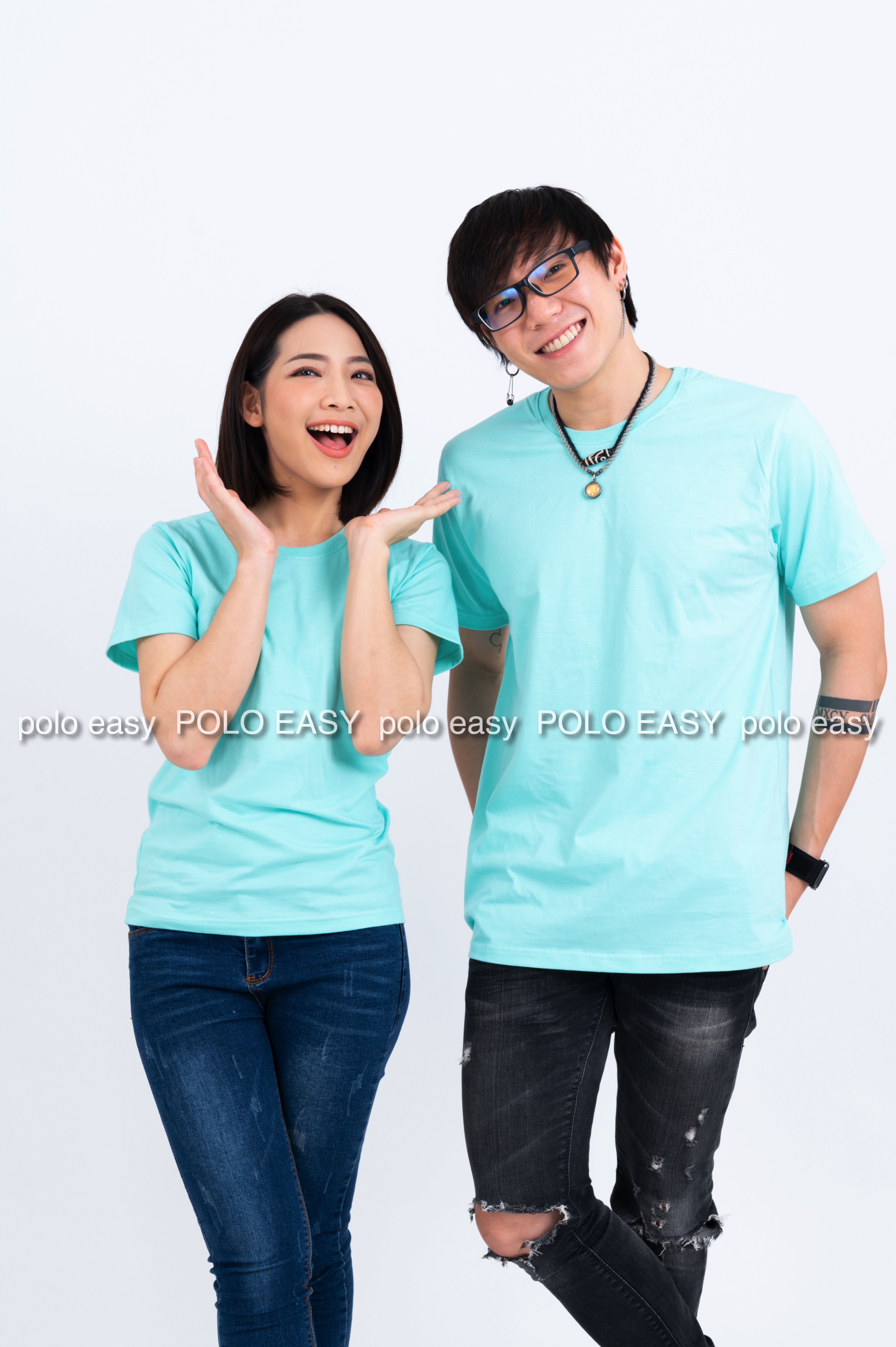 3XL เสื้อยืด สีเขียวพาสเทล คอกลม แขนสั้น Size 3XL