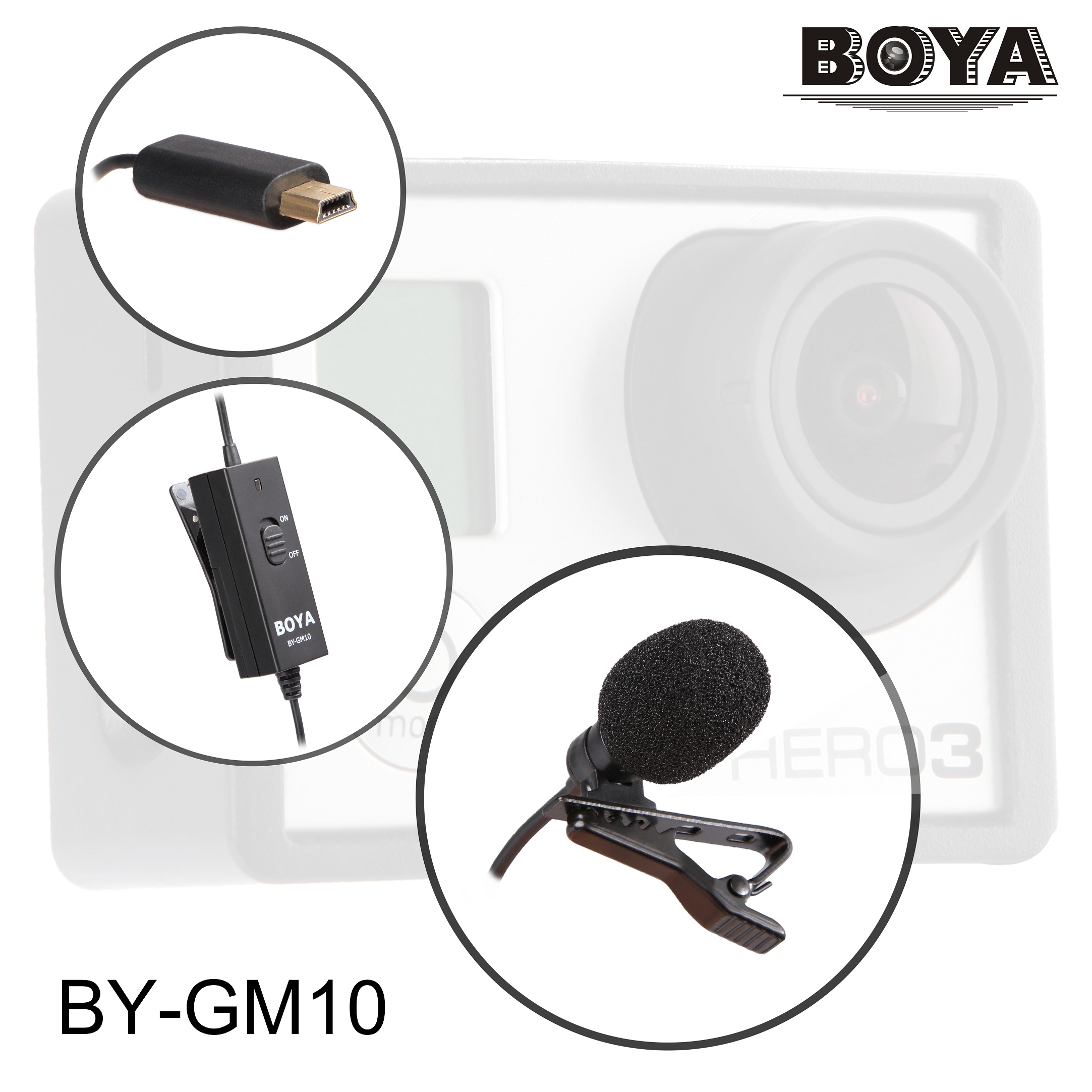 Boya BY-GM10 micrphone for GoPro ไมค์ตรงรุ่นสำหรับ GOPRO 4