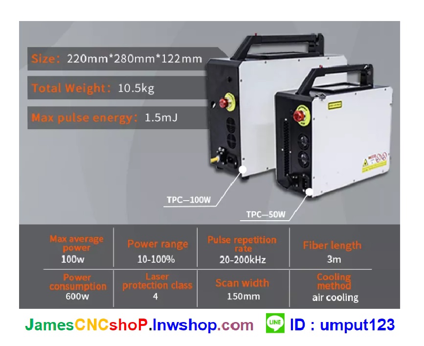 เลเซอร์กำจัดสนิม 100w Portable Pulse Wave Laser Cleaner เครื่องกำจัดสนิมด้วย Pulse wave เลเซอร์แบบพกพา รุ่นกระเป๋าสะพาย