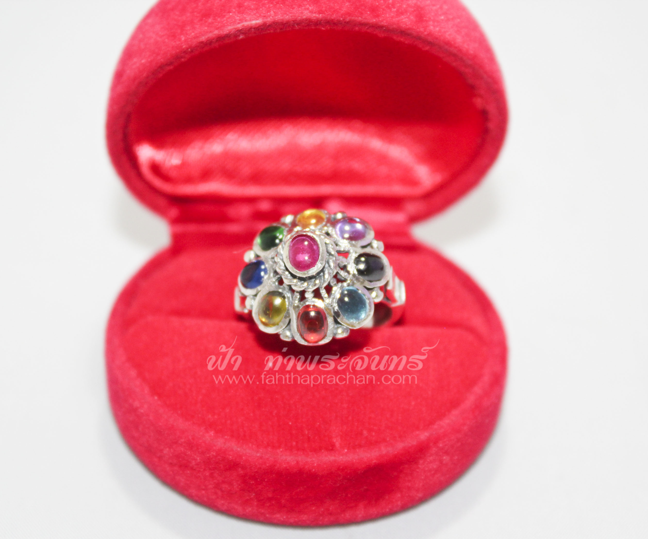 แหวนนพเก้า เงิน ฝังพลอย