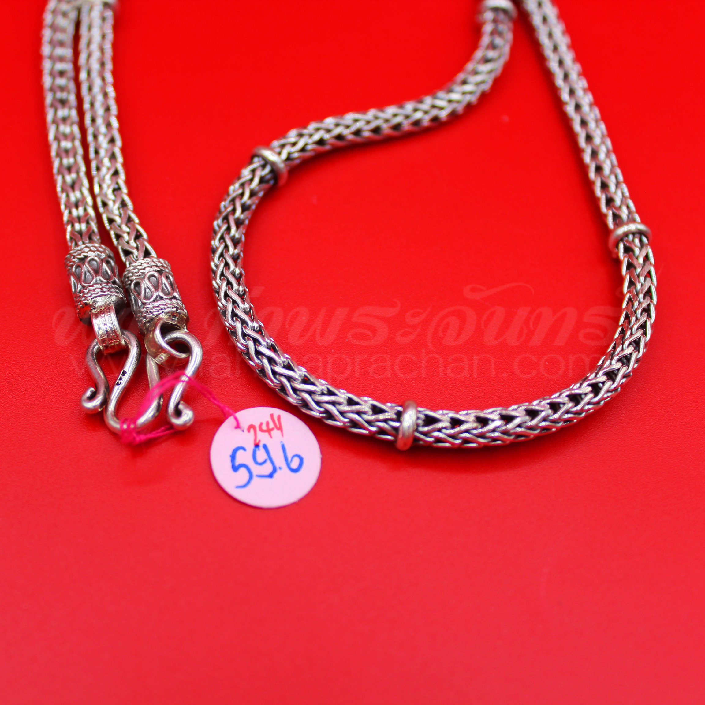 สร้อยคอเงินแท้ 92.5 ลายเกลียมกลม หัวจรวด รมดำ