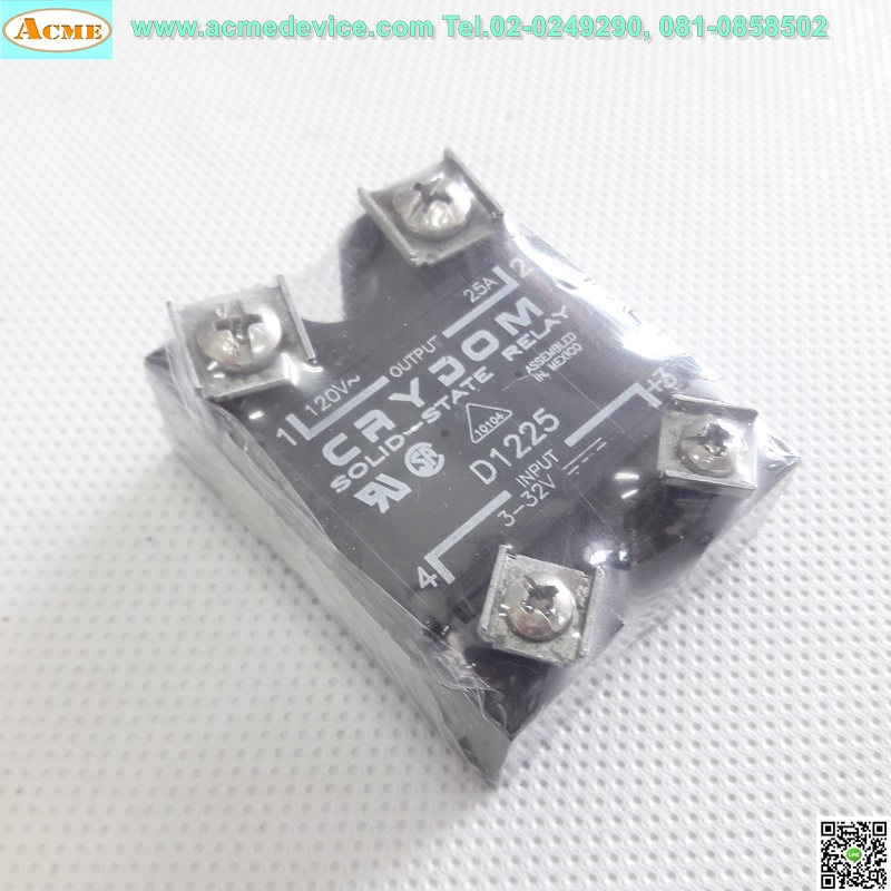 Solid State Relay CRYDOM รุุ่น D1225, Input 3 to 32 Vdc, Output 120Vac 25A