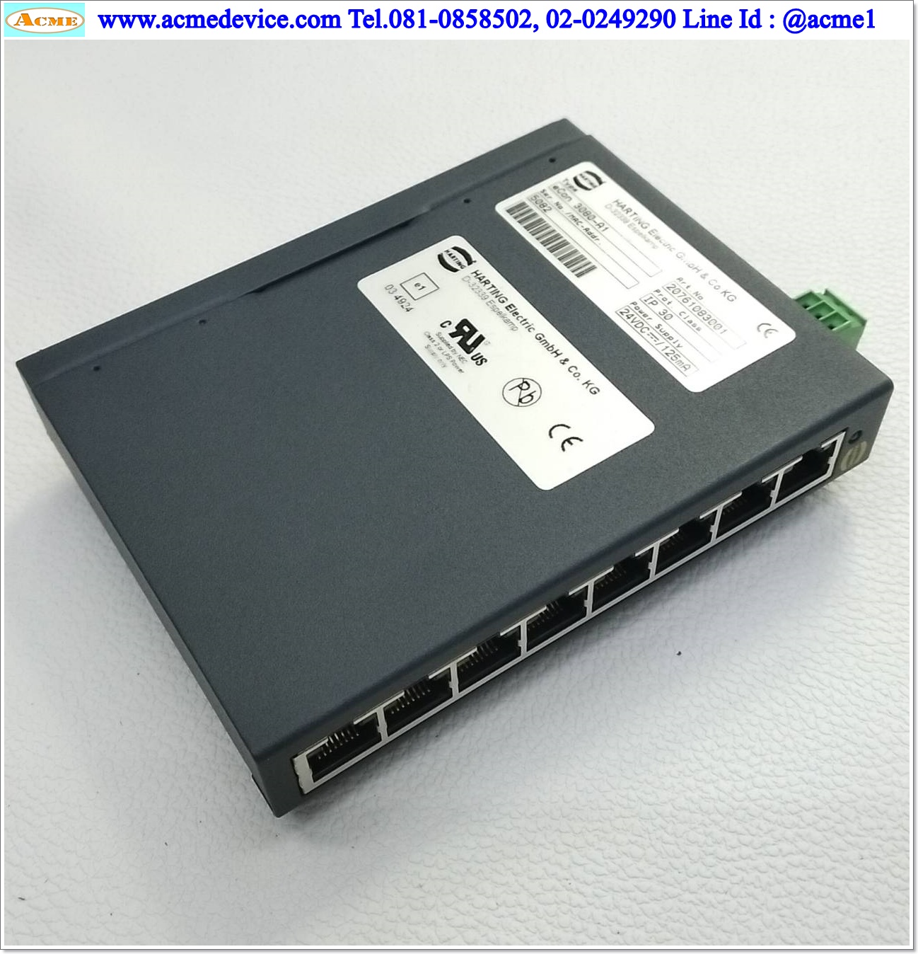 Hub Harting รุ่น eCon 3080-A1, 10/100 Base-T, 24Vdc, 8 Port