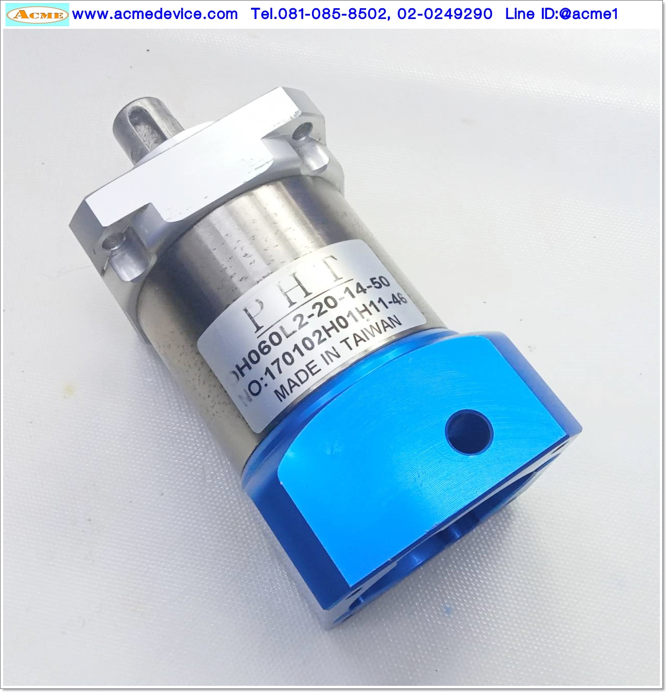 Gear Head PHT รุ่น DH060L2-20-14-50, Ratio 20:1 (เพลาเข้า 14 mm. ออก 16 mm.) for 200w, 400w