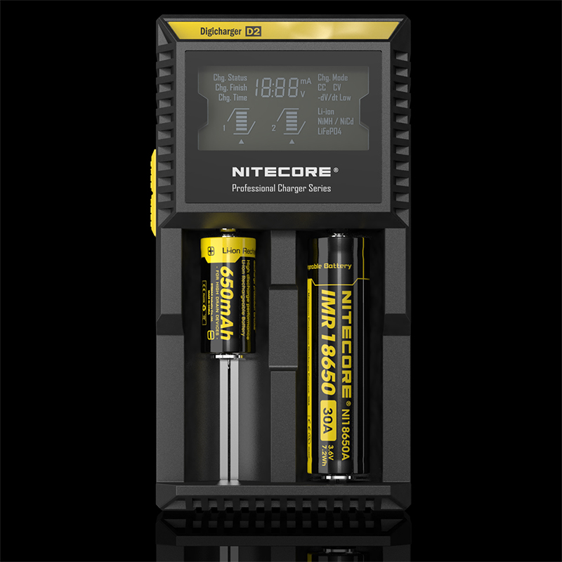 ที่ชาร์จแบตเตอรี่ NITECORE D2 Digicharger LCD Display Universal Battery Charger สำหรับแบต 3.7V และ 1.2V ของแท้ 100% Original for 26650 18650 18350 16340 14500 10440 AA AAA