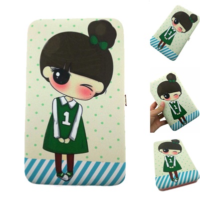 กระเป๋าใส่มือถือ (ขนาด XL 10x19ซม.) ลายเด็กหญิง เสื้อเขียว น่ารักมากๆ