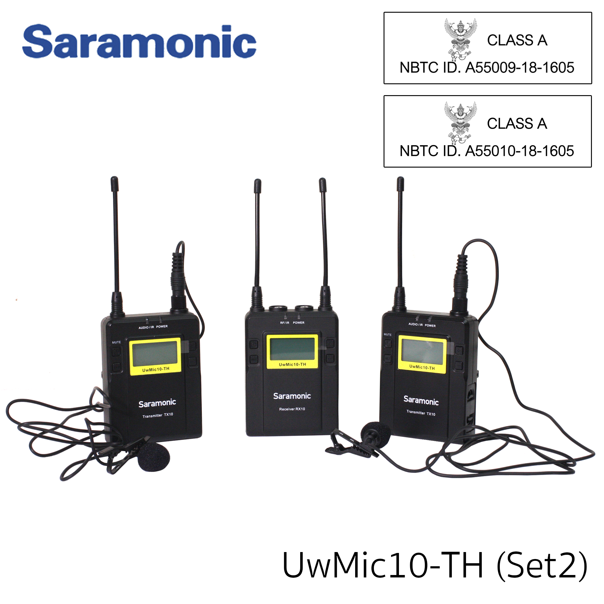 Saramonic UWMIC10-TH Set 2Transmitter 96-Channel Digital UHF Wireless Lavalier Microphone System รับประกันศูนย์ไทย 1 ปี