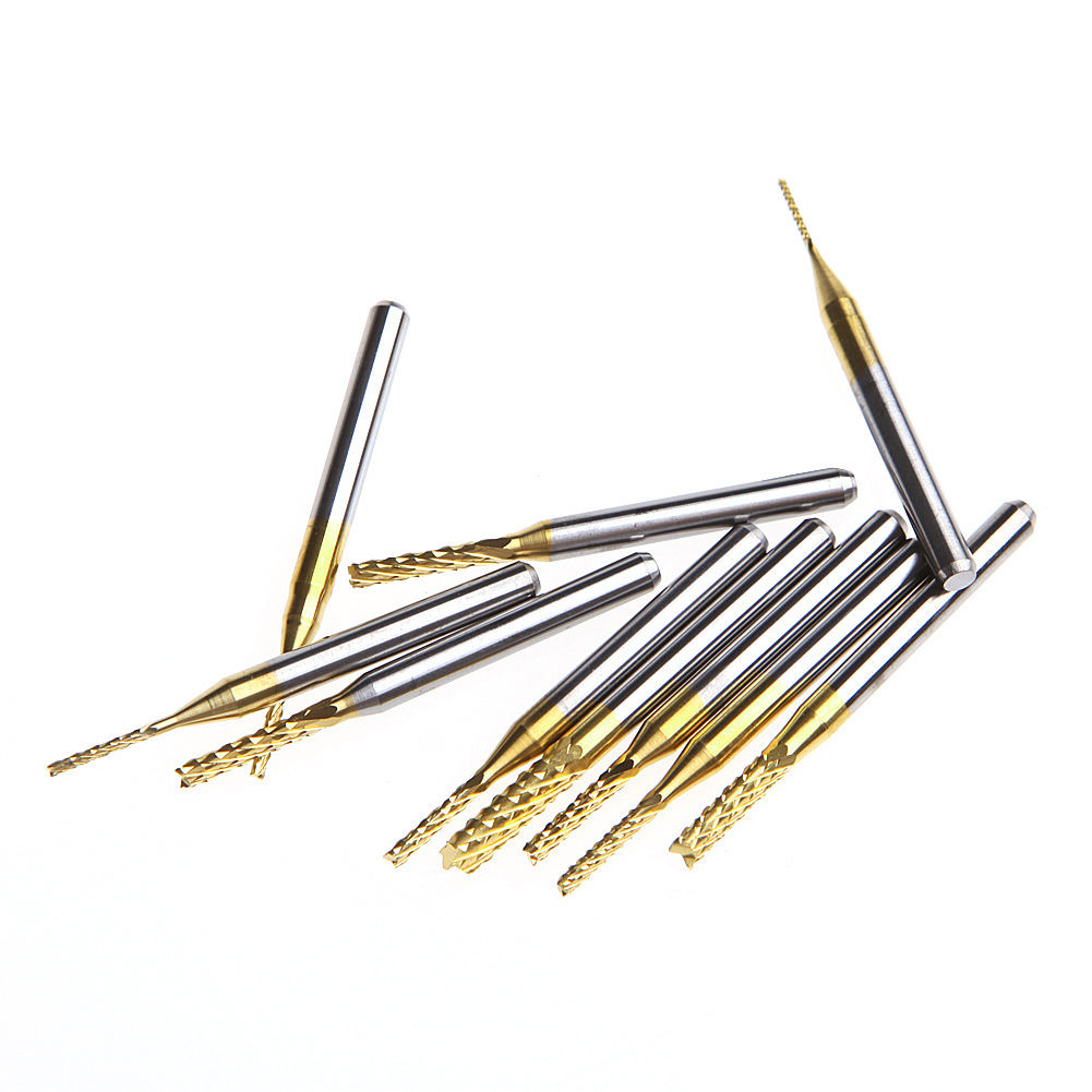 ชุดดอกกัด TITANIUM COAT ขนาด 0.8-3.0 mm CNC PCB mill 10 ดอก