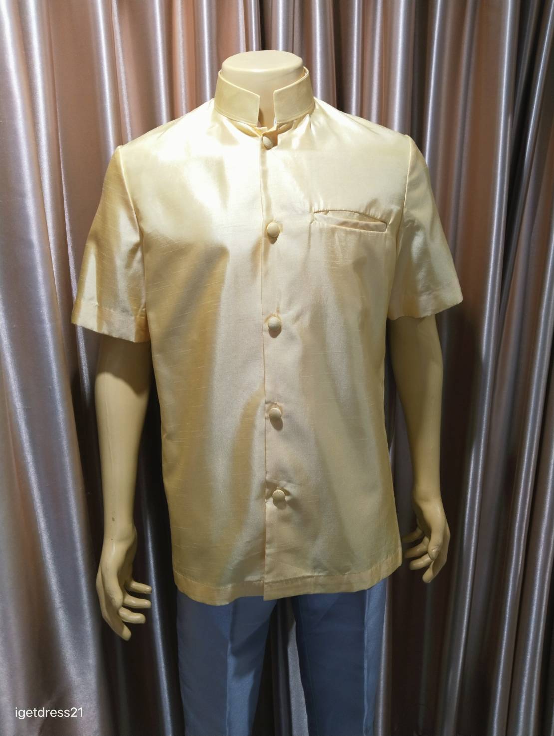 เสื้อผ้าไหมสีเหลือง 3XL