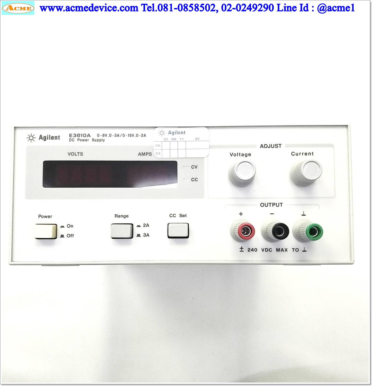 DC Power Supply Agilent รุ่น E3610A, 0-8V, 3A / 0-15V, 0-2A, Power Input 115Vac