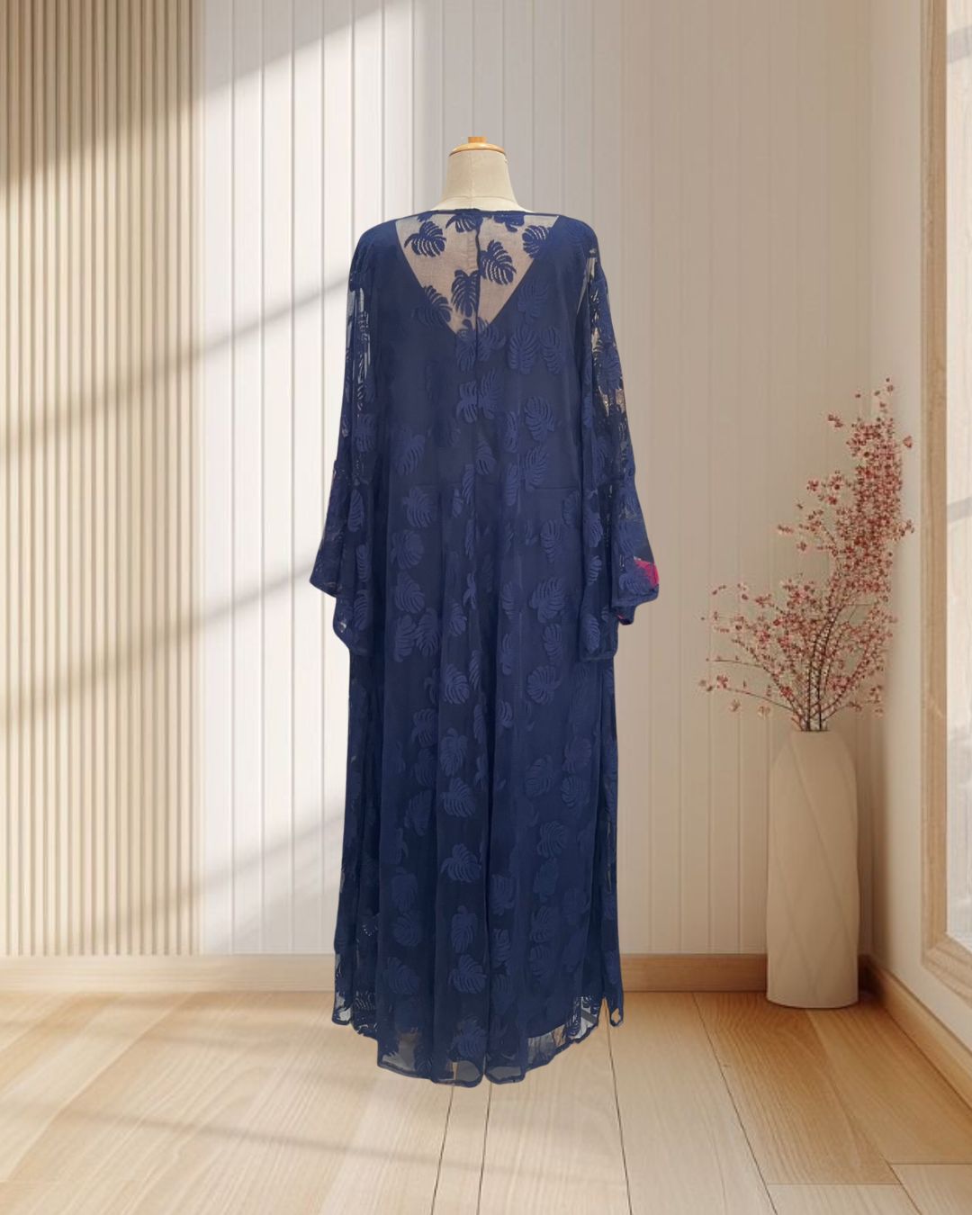 (PRE-LOVED) ราตรียาวสีกรม กระโปรงผ้ามุ้ง พร้อมเสื้อคลุมผ้าลูกไม้ ไซส์ 12XL