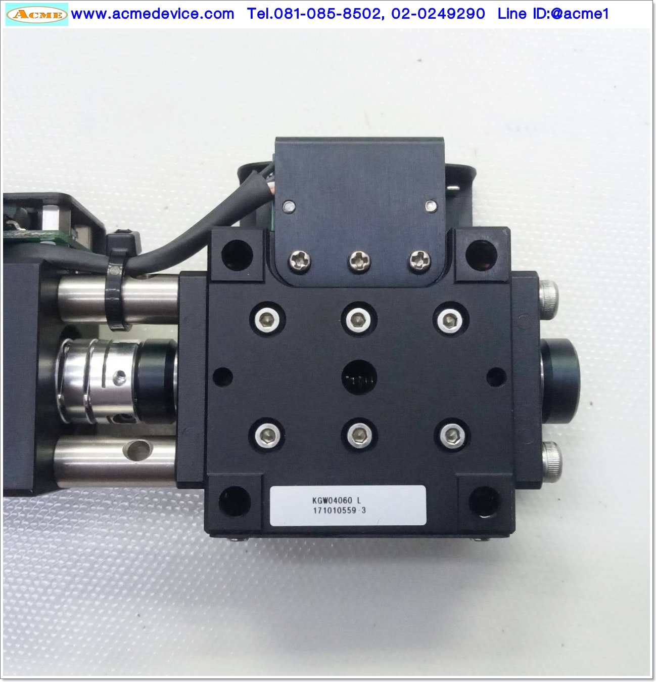 แกนสําเร็จรูป Worm gear Suruga Seiki รุ่น KGW04060-L, Motorized 1 Axis Goniometer Stage, Sensor 5-24Vdc, + - 6 degree, ขนาด 40x40mm & Vexta Motor & cable D214-2-2EK