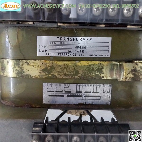 Transformer Fanuc รุ่น A80L-0001-0272-02, 220/185V, 2.5kVA
