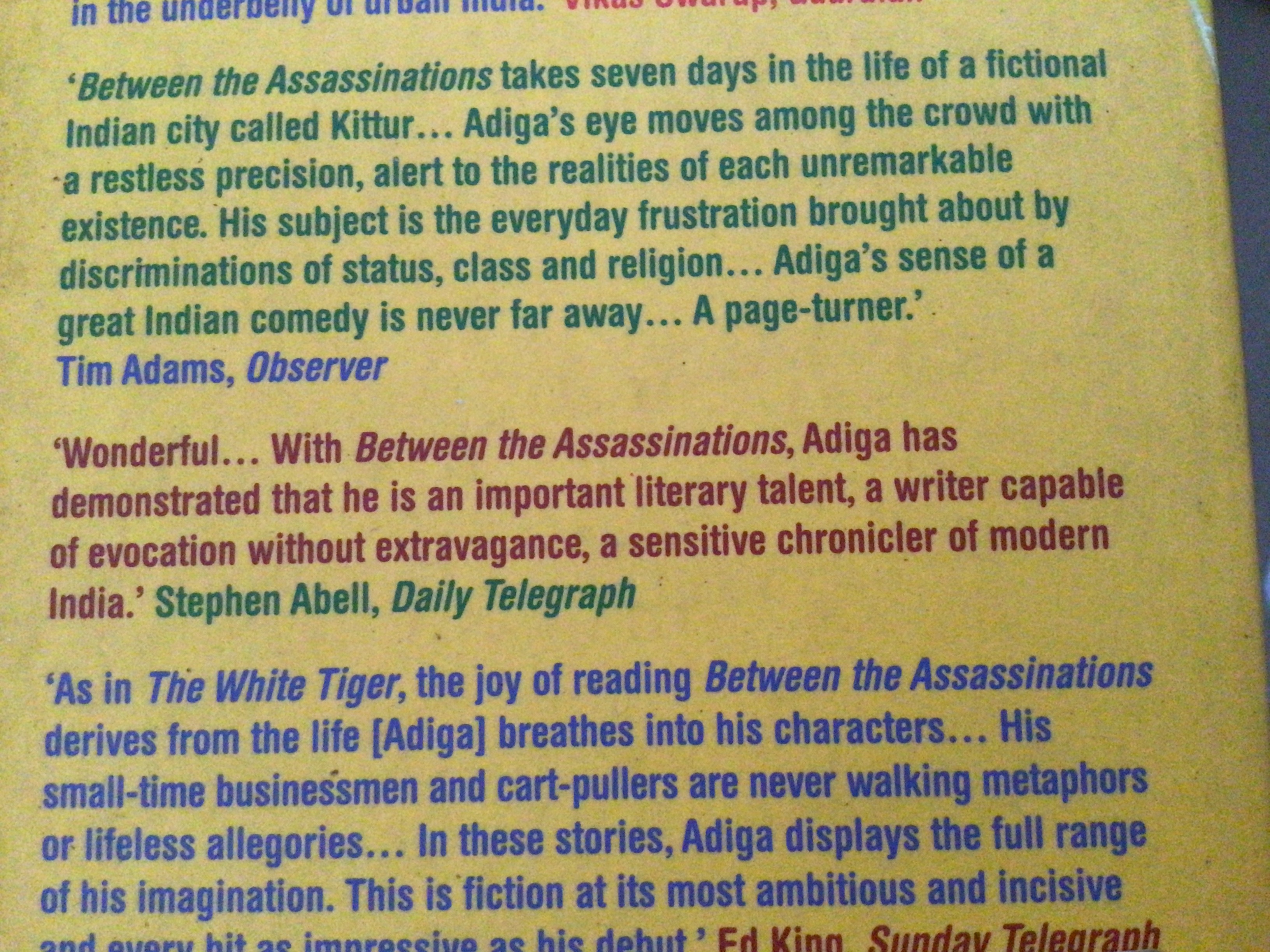 Between the Assassinations by Aravind Adiga ราคา 150