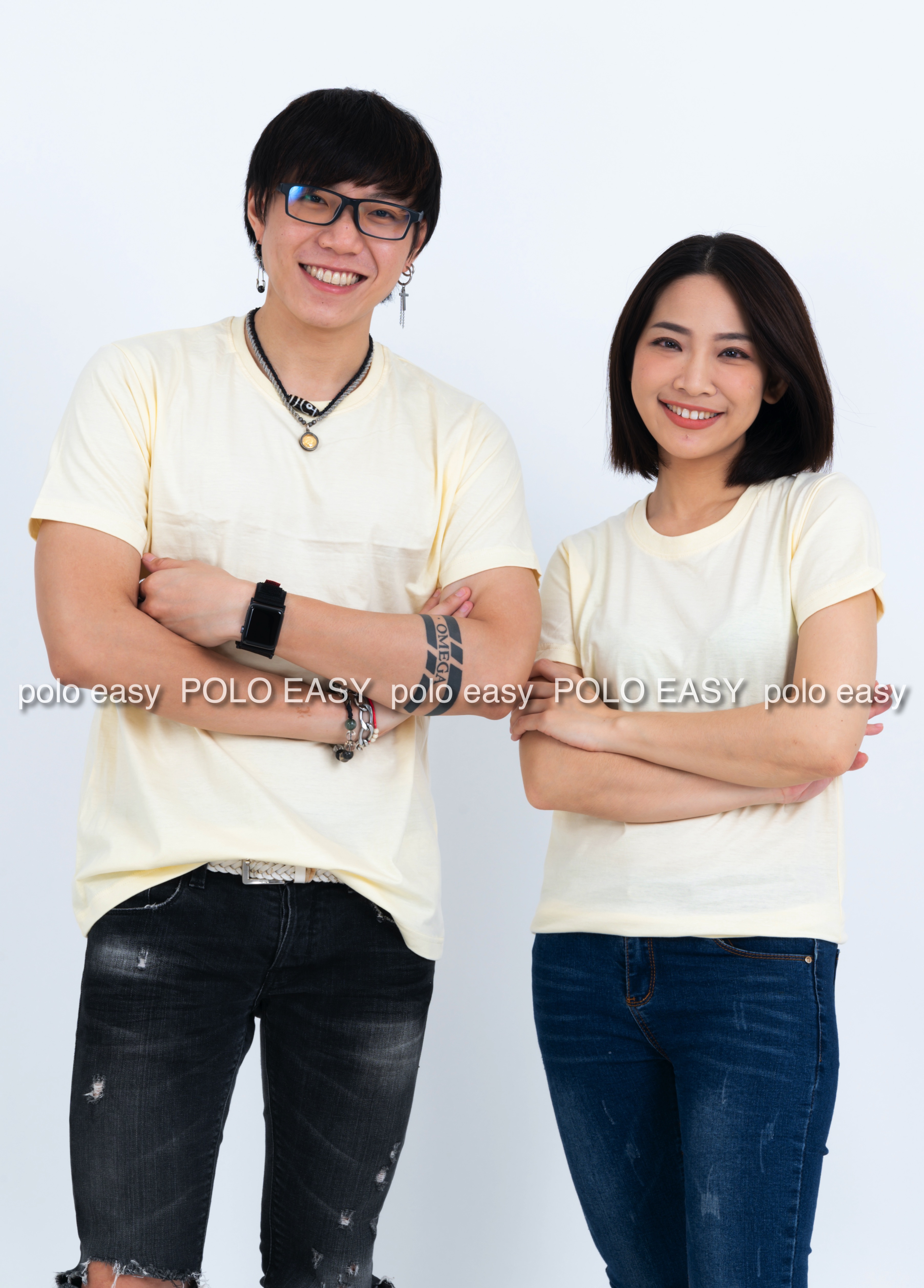 2XL เสื้อยืด สีครีม คอกลมแขนสั้น Size 2XL แขนสั้น