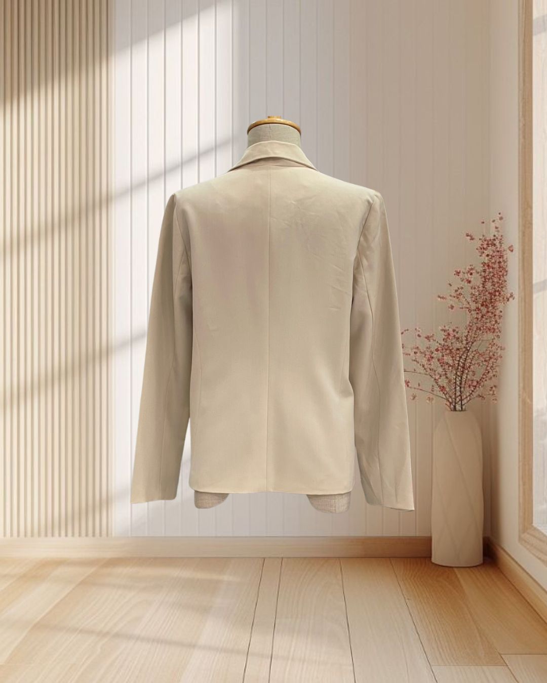 สูทผู้หญิงสีครีม กระดุมเดียว ไซส์ L