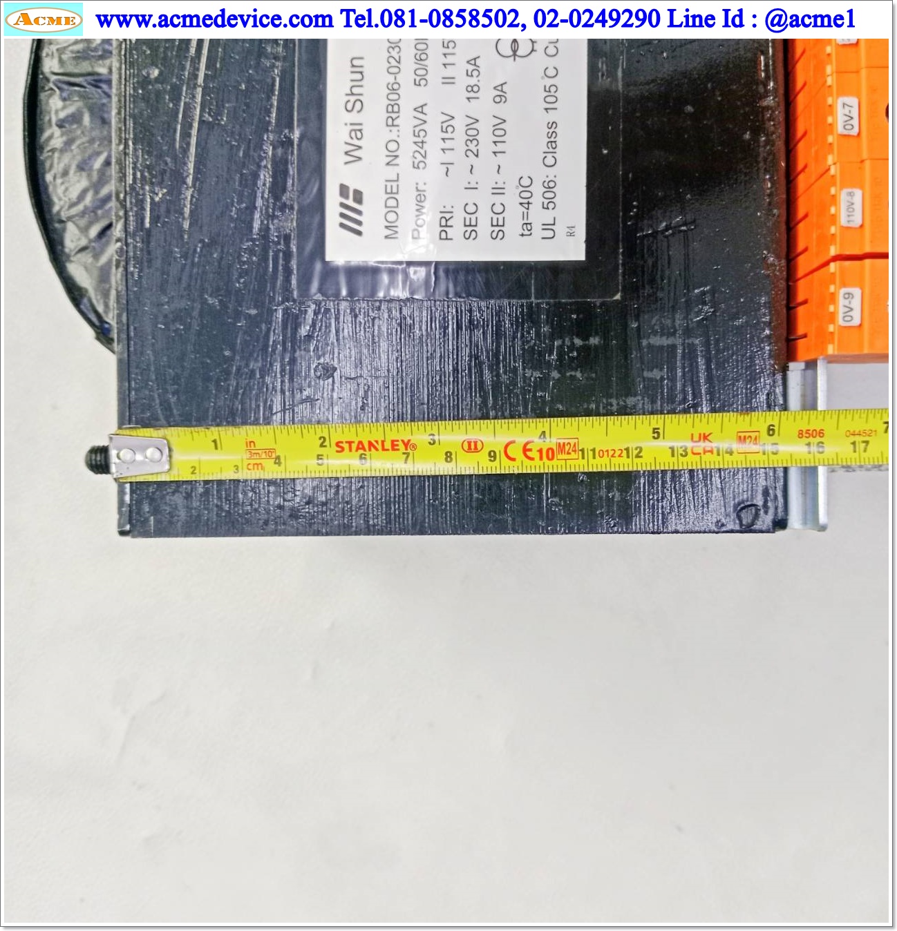 Transformer Wai Shun รุ่น RB06-0230, Pri 115V, Sec I 230V, II 110V, 5245VA, Isolation