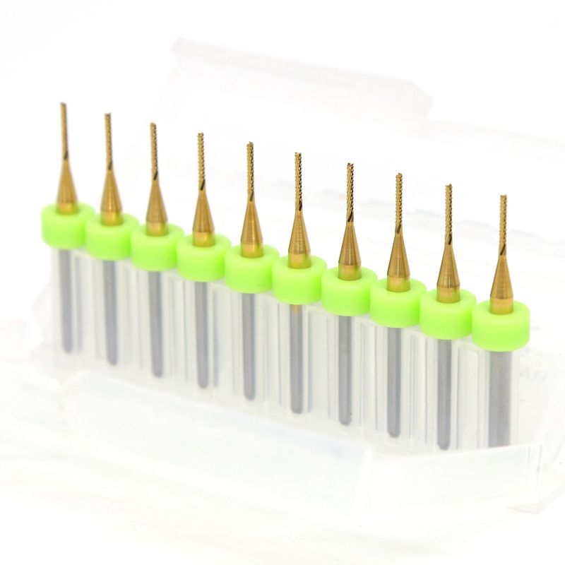 01ดอกกัด PCB เคลือบไทเทเนียม 1.0 mm 10 PCS Tungsten Carbide Router Tool, Milling Metal Bushing