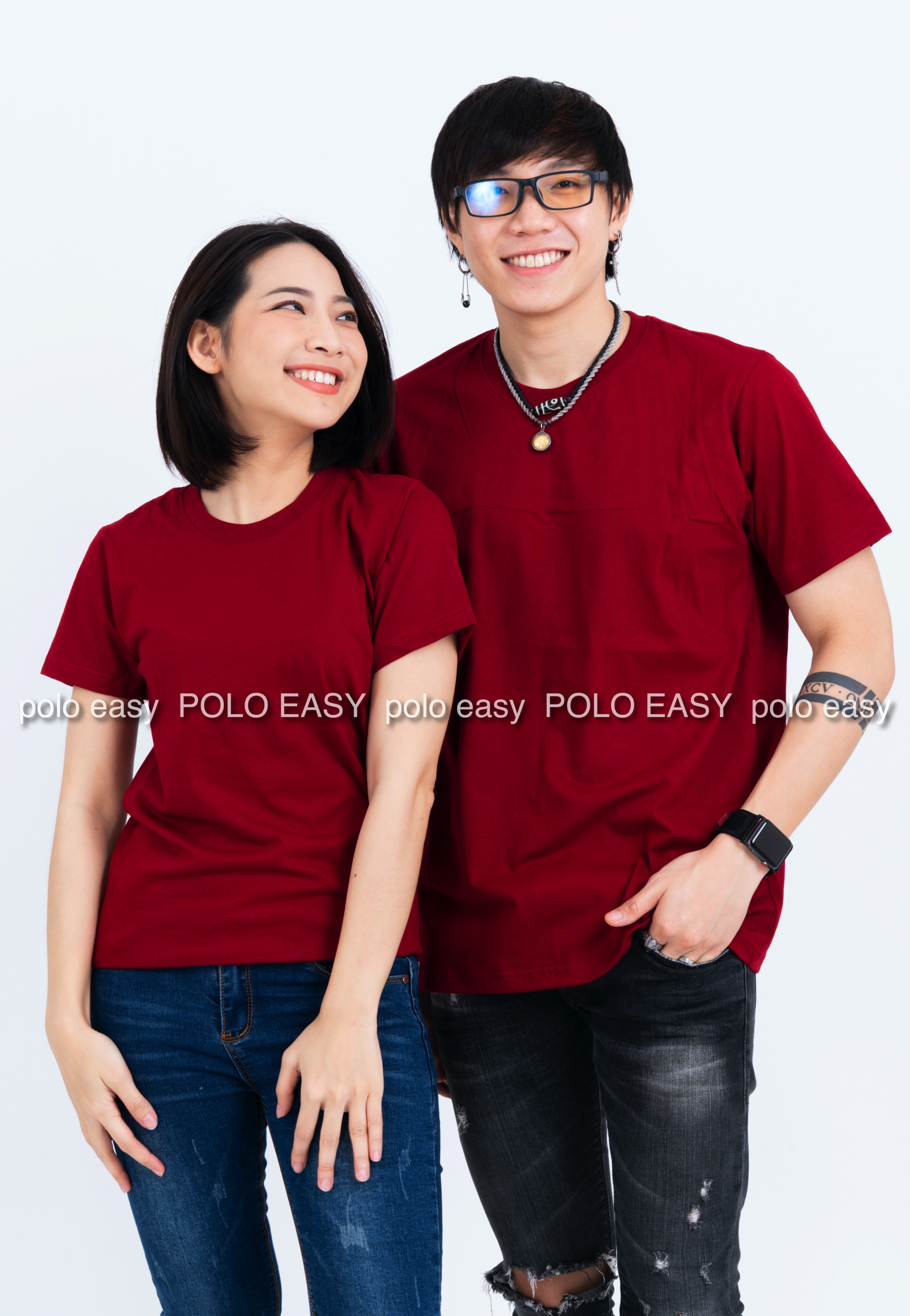 3XL เสื้อยืด สีเลือดหมู คอกลม แขนสั้น Size 3XL