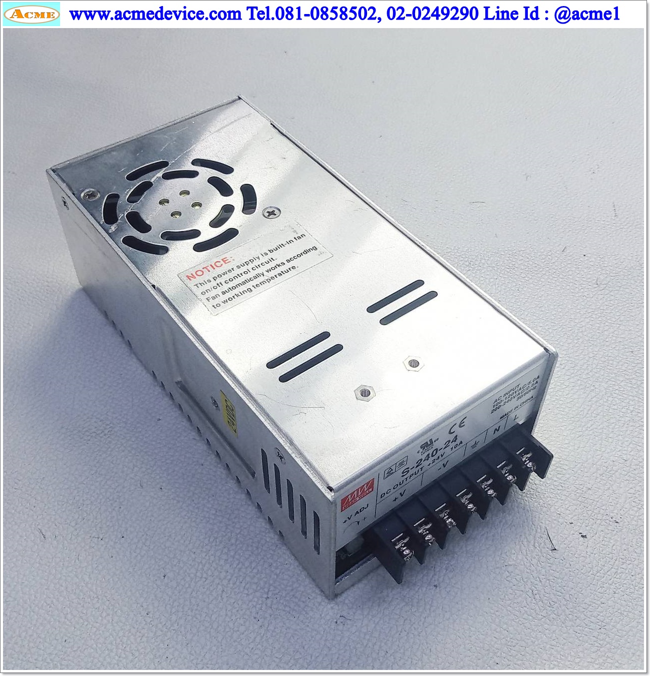 Power Supply Mean Well รุ่น S-240-24, Output 24V, 10A, 240W
