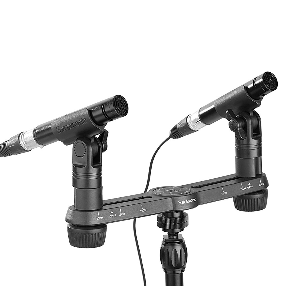 Saramonic SR-M500 Matched Pair of Compact Cardioid Studio Condenser Microphones with Windshields, Mic Clips, and Spacing Bar Mounting Bracket รับประกันศูนย์ไทย 1 ปี