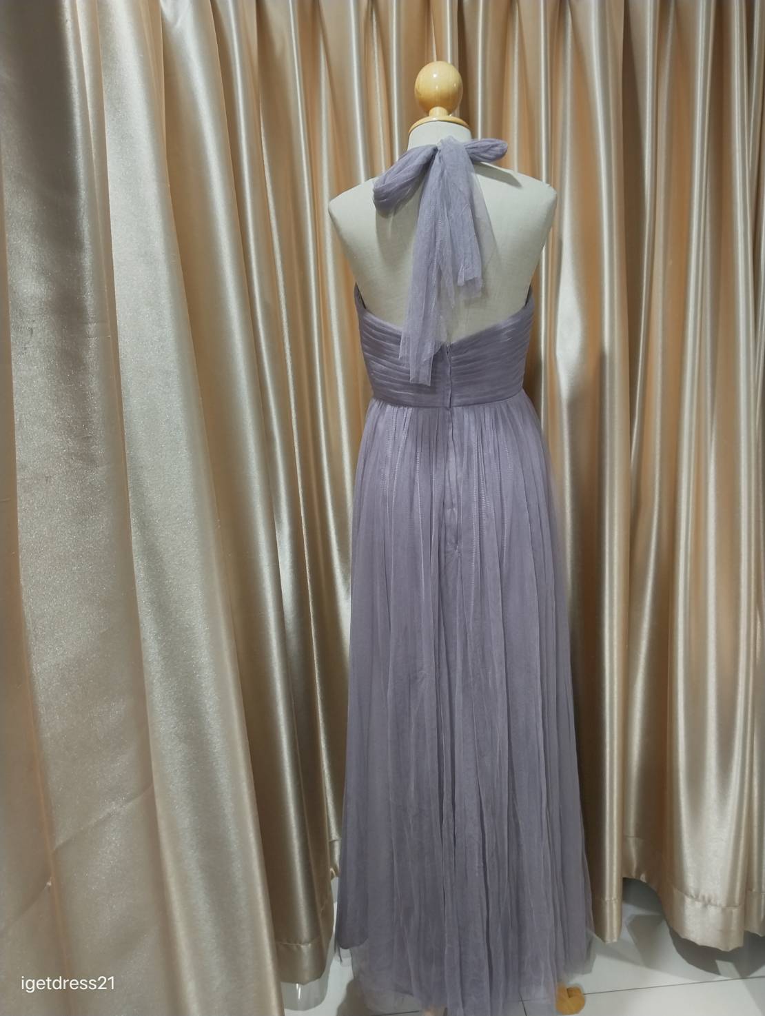 (PRE-LOVED) ชุดราตรียาวเกาะอกมุ้งแบบinfinity S