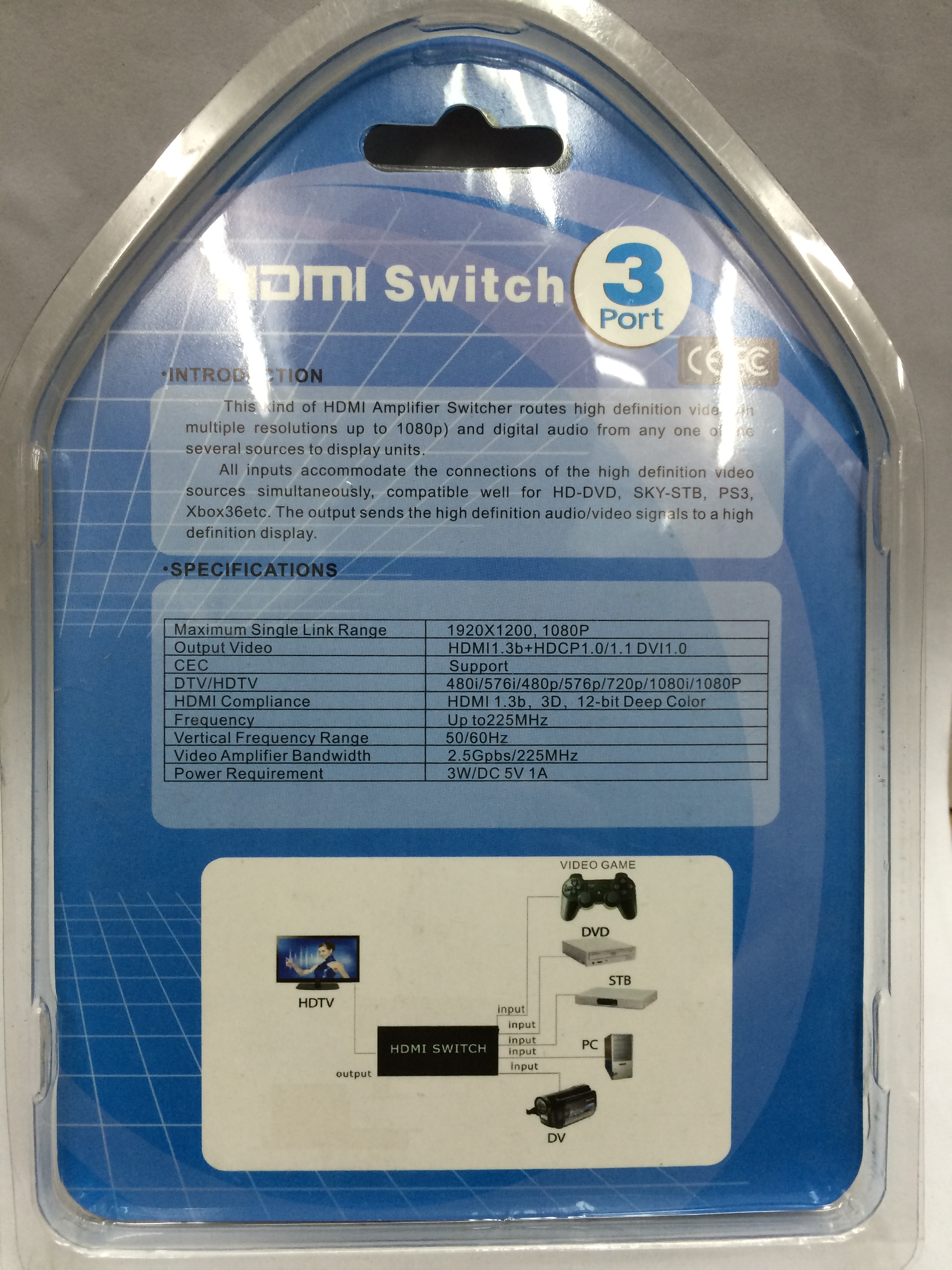 HDMI (V1.4b 3D 1080P) Switcher เข้า 3 ออก 1 + Remote