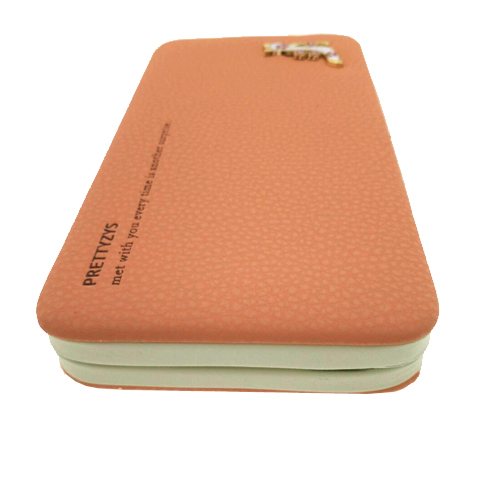 กระเป๋าใส่มือถือ/สตางค์/นามบัตร ขนาด XL (สีส้มวินเทจ ด้านในสีชมพู)