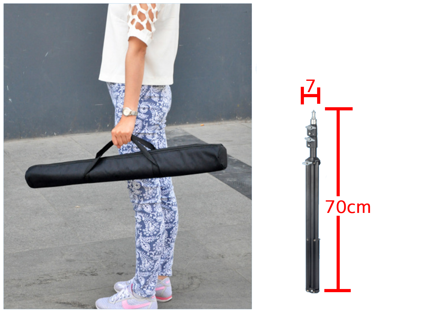 กระเป๋าสำหรับใส่ขาตั้งไฟแฟลช(ความสูง2เมตร) ขนาดกระเป๋ายาว 70cm เส้นผ่าศูนย์กลาง 7cm