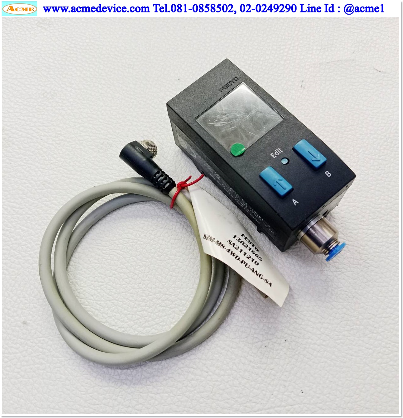 Pressure FESTO รุ่น SDE1-D10-G2-H18-L-PU-M8, 0-10Bar, PNP, Analog out 0-10V