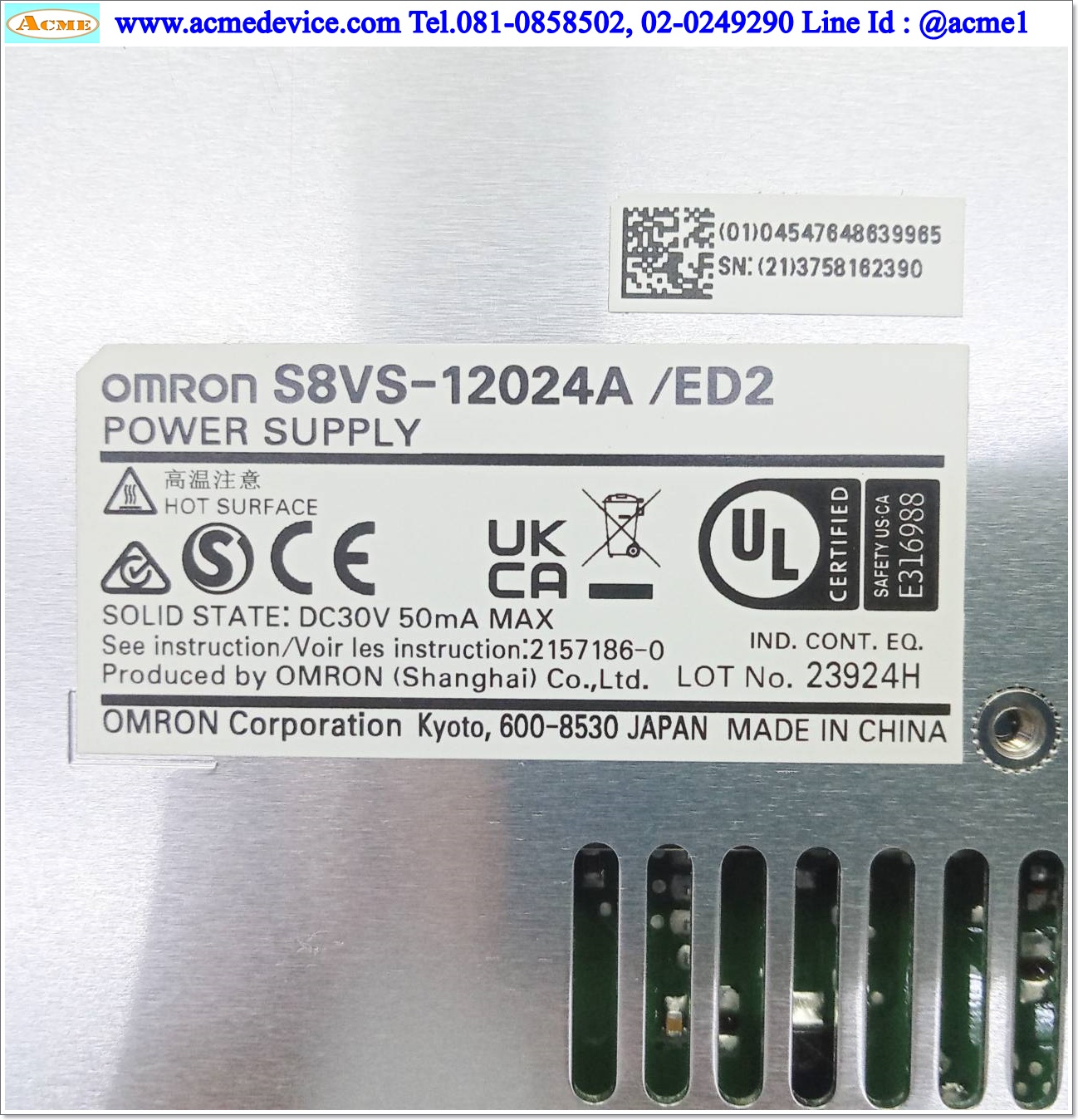 Power Supply Omron รุ่น S8VS-12024A, Output 24V, 5A, 120W