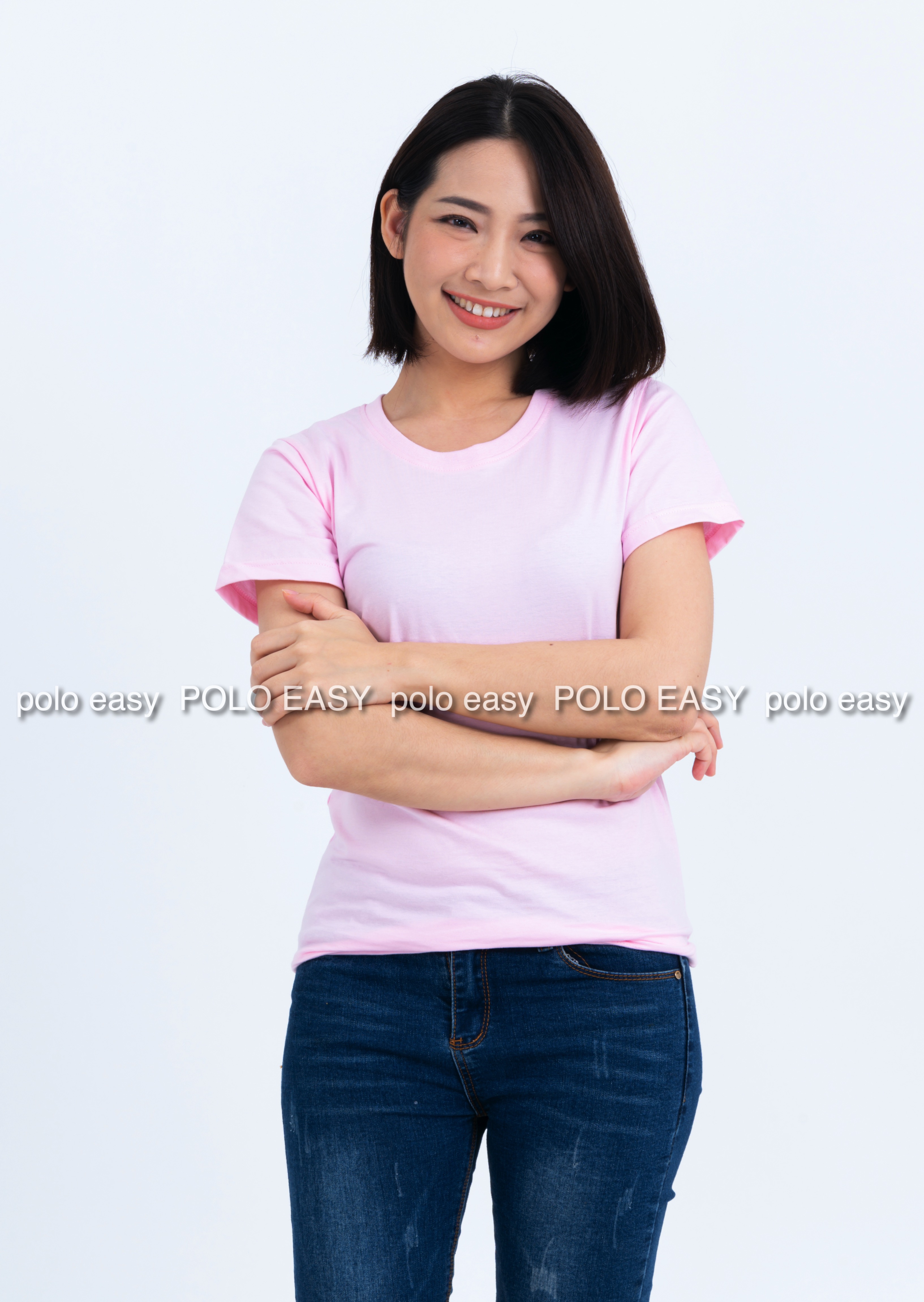 M เสื้อยืด สีชมพูพาสเทล คอกลม แขนสั้น Size M