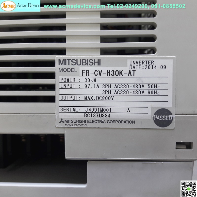 Inverter/Converter Mitsubishi รุ่น FR-CV-H30K-AT, 30kW, 3PH, 380V, 40 แรง (output : maxDC800V) (AC-DC)
