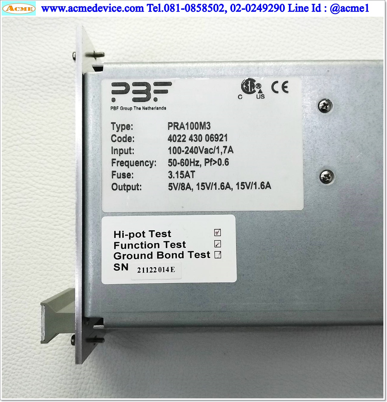 DC Power Supply PBF รุ่น PRA100M3, Card 4022 430 06921