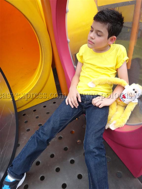 เสื้อยืดเด็ก สีเหลือง คอกลม แขนสั้น Size 2XL