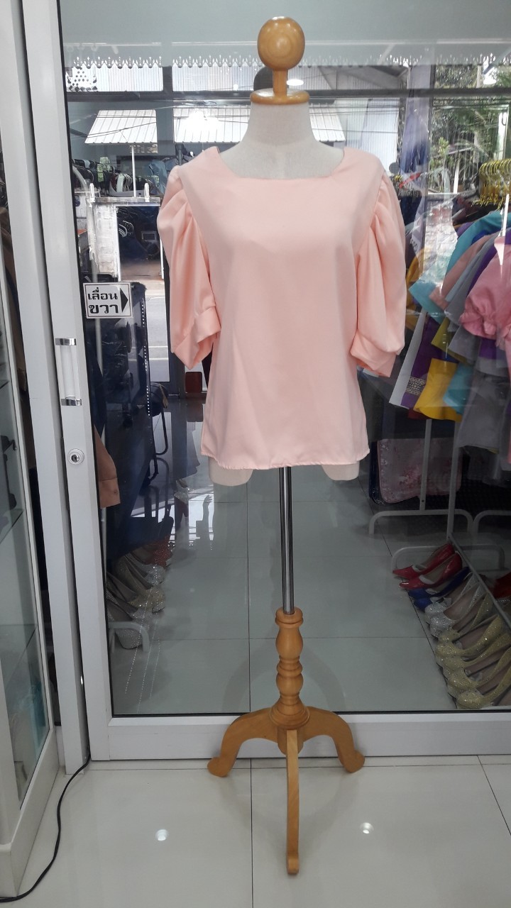 เสื้อแขนสั้นตุีกตาคอเหลี่ยมสีโอรส (2XL)