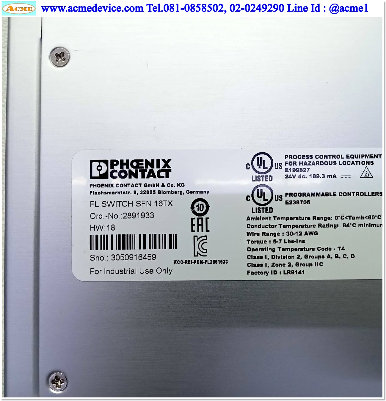Industrial Hub Phoenix contact รุ่น FL SWITCH SFN 16TX, 10/100Mbps, 24Vdc, 16 Port