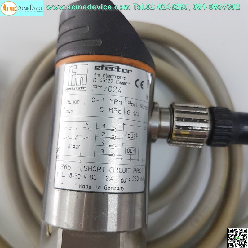 Pressure IFM รุ่น PY7024, 0 to +1MPa, PNP