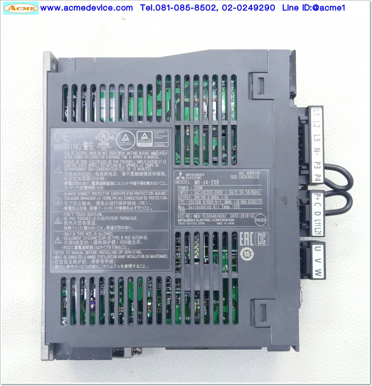 Servo Drive Mitsubishi รุ่น MR-J4-20B & Motor HG-KR23, 200W