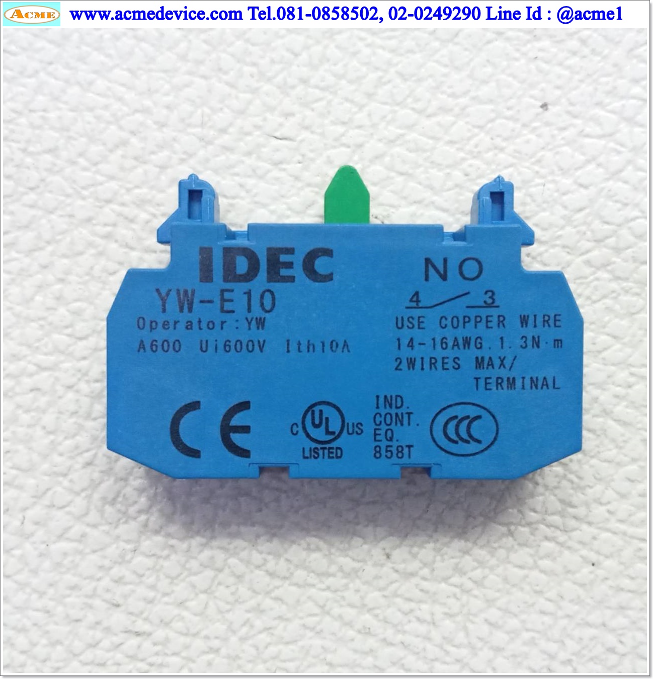 Contact Block Idec รุ่น YW-E10, 1NO