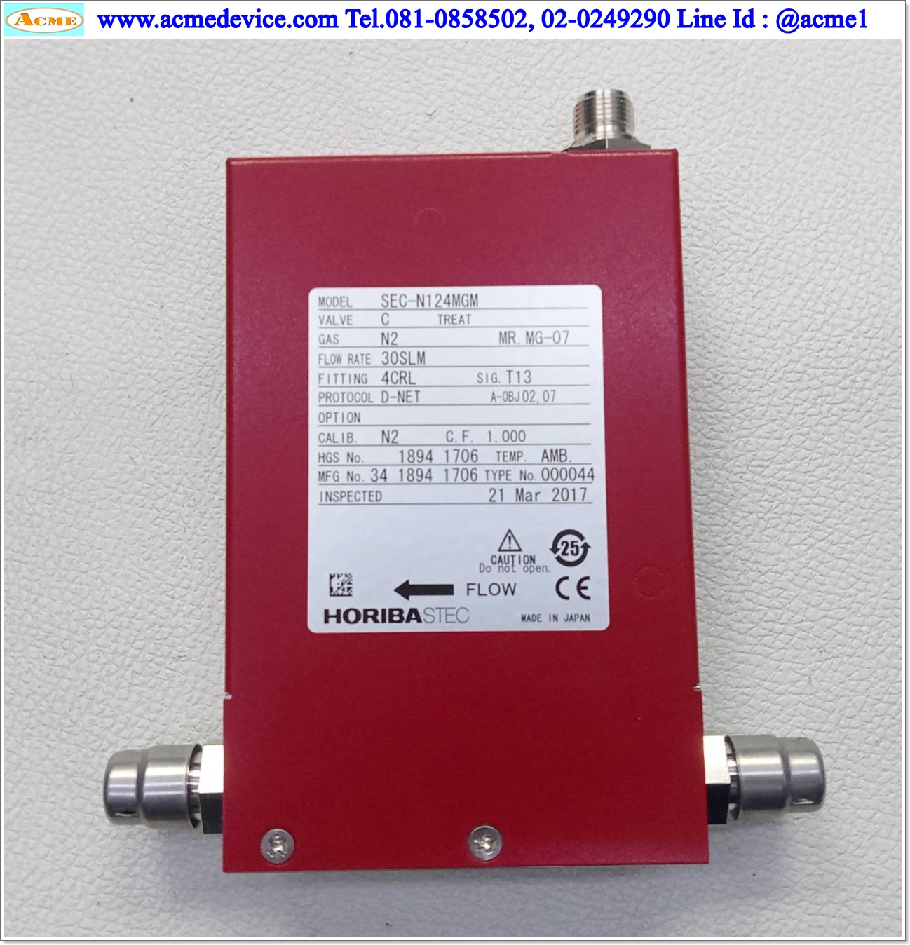 Flow Controllers HORIBA รุ่น SEC-N124MGM, 30 SLM, GAS Nitrogen (N2), DeviceNet communication
